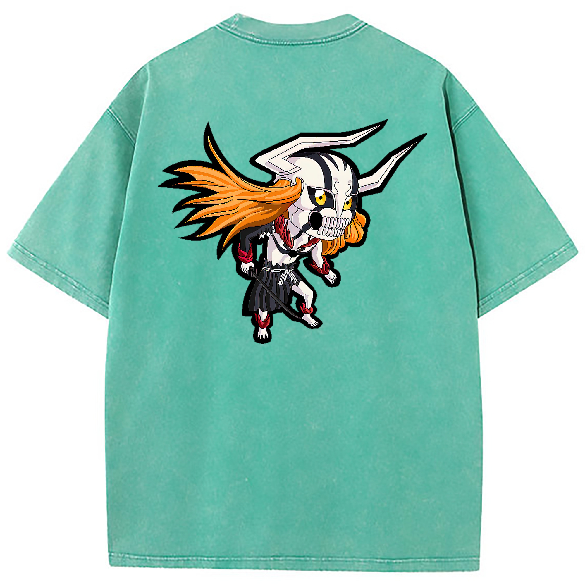 （画像用） ブリーチ 黒崎一護（くろさき いちご）BLEACH Kurosaki Ichigo 綿100% ヴィンテージ風 半袖Tシャツ（背面プリント）